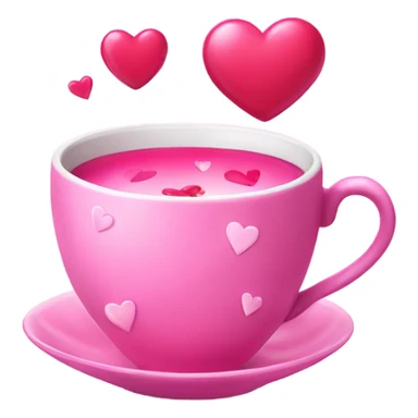 Love potion in a pink tea cup with hearts around it sticker