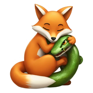 fox hugs snake sticker