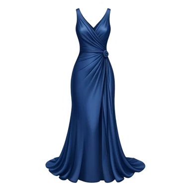 isolated realistic navy blue silk gown, floating isolated sticker