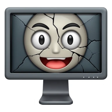 Broken computer monitor with no face  sticker