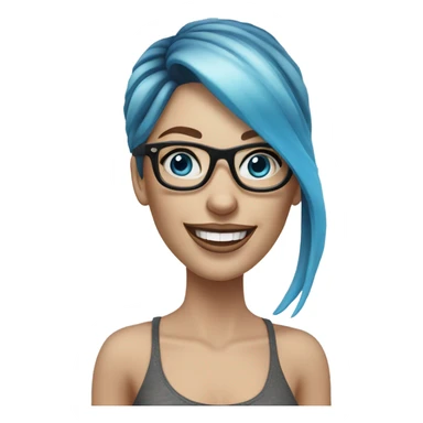 3d photo Realistic Balayage pale beautiful tattooed woman with glasses and blue eyes happy and fashionable  sticker