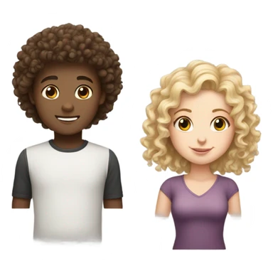 Curly haired white girl and boy sticker