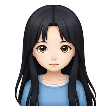 Cute shy anime girl with long black hair sticker
