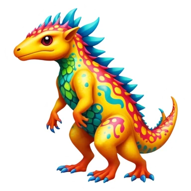 a vibrant colorful edgy vernid-fionbri-creature with splash patterns full body sticker