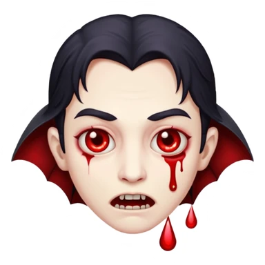 ampire face, blood drops, cute scary emoji, no background sticker