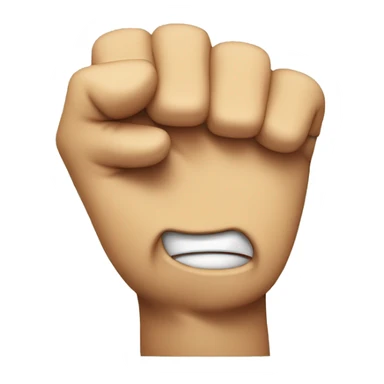 regular emoji face, angry looking, with a raised fist off to the right sticker