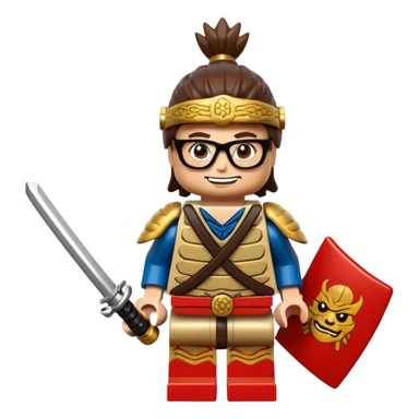 lego Samurai with glasses, Warrior in samurai armor, with katana sticker