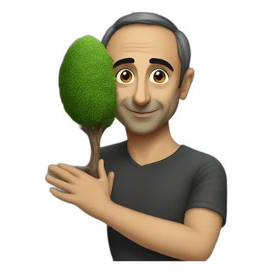 realistic eric zemmour hugging a tree sticker