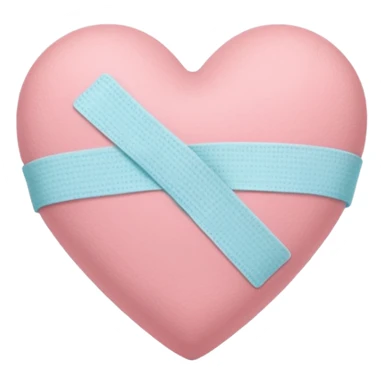 A minimalist pastel illustration of a heart with a bandage, inspired by the ❤️‍🩹 emoji. Soft pastel colors — dusty pink sticker