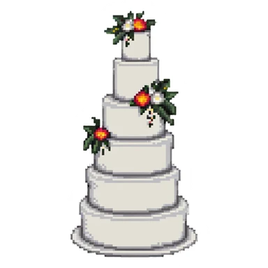Whole wedding cake with multiple tiers and decorations sticker