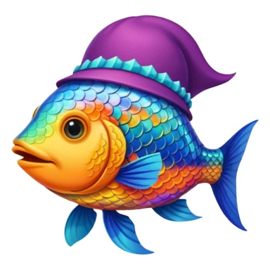 poisson avec chapeau sticker