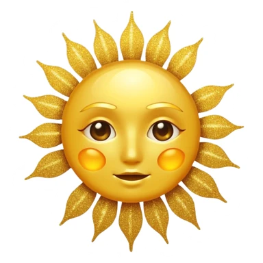 sun in 2d golden glitter in colour without face sticker
