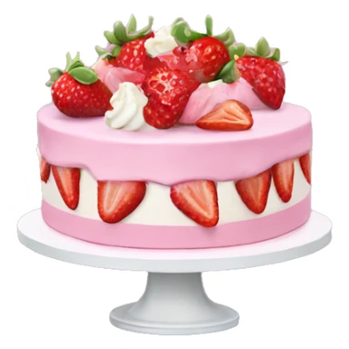 Pink strawberries and cream birthday cake  sticker
