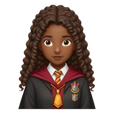 Alicia Spinnet in harry potter, wear hogwarts gryfindor uniform, long, dark, curly or wavy, ponytail hair, dark skin sticker