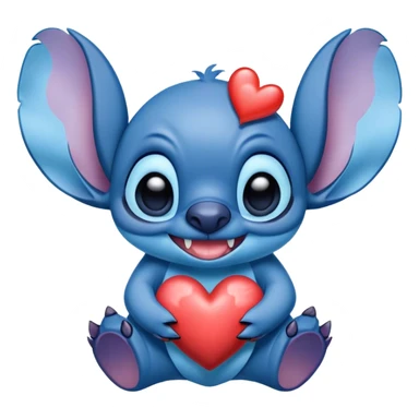 Stich con un corazón diciendo hola bombón sticker