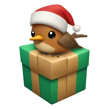 Robin with light brown skin wrapping Christmas present sticker