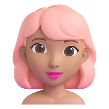 Change the lipstick color to a nude pink shade, keep all other features the same, maintain realistic Apple-style Memoji, 3D look, soft shading, gentle smile. sticker