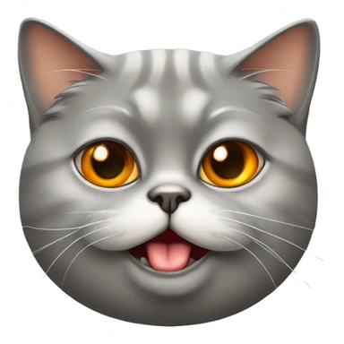 Gray fat cat, Persian cat, orange eyes, tongue sticking out sticker