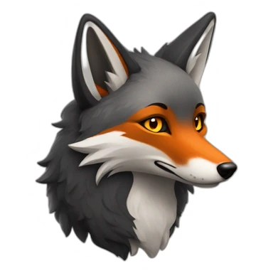 charcoal colored fox with eyes like burning coals sticker