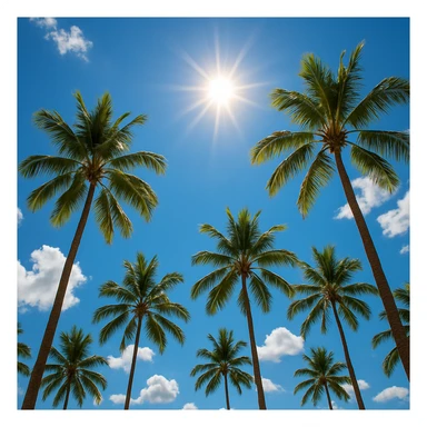 sunny sky photo with palm trees sticker