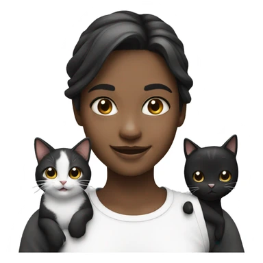 smiling girl with black and white cat sticker