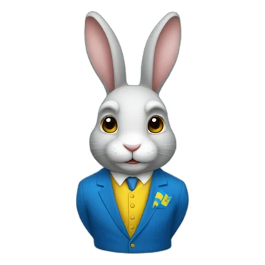 A rabbit in a suit in the color of the Ukrainian flag sticker