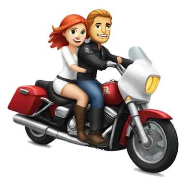 White man with a good looking white girl with red hair riding on a motorcycle  sticker