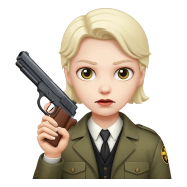 an evil face with a gun or a knife in their hand sticker