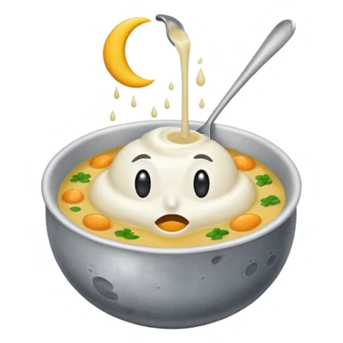 moon with droopy eyes being stirred like soup sticker