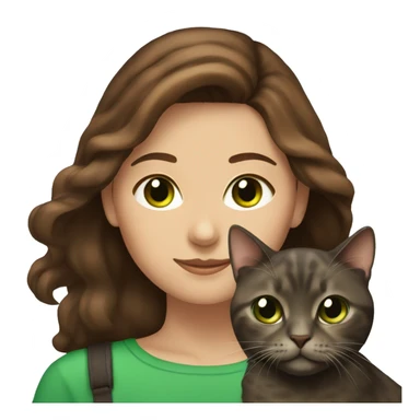 Brown hair woman and green eyes with her dark tortoise shell cat sticker