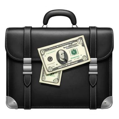 maletin cerrado que se le escapan un par de billetes por los costados sticker