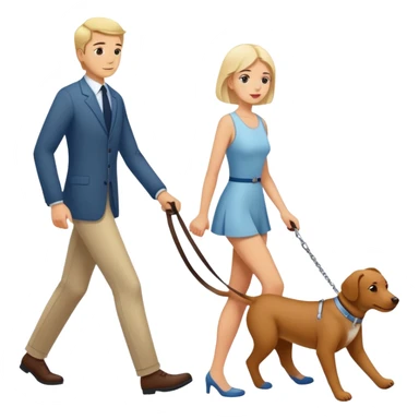 Woman walking a man on a leash with the man on all fours like a dog sticker