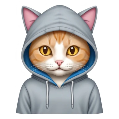 A cat with a hoodie sticker