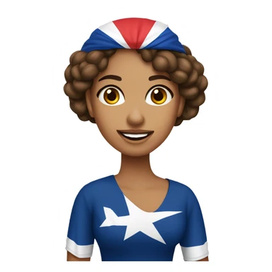 Mujer con bandera cubana en la cara sticker