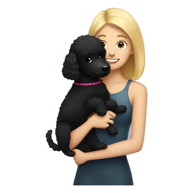 Blonde girl hugs black poodle sticker