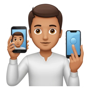 a man holding a phone, taking a mirror selfie sticker