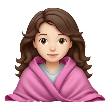 Brunette girl wavy wearing pink blanket nothing underneath sticker