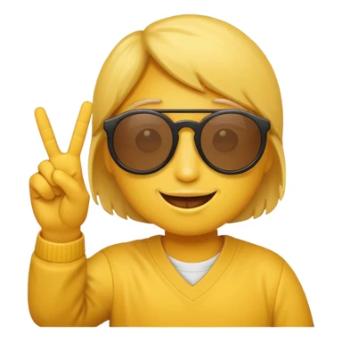 the yellow circle wearing sun glasses emoji holding up a peace sign sticker