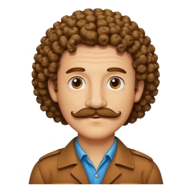 70s 80s men with curly hair style  sticker