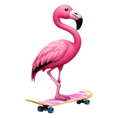 Pink flamingo on skateboard sticker