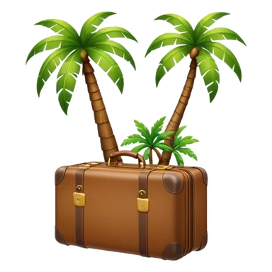 holiday incoming emoji with suitcase and palm tree, suitable for Slack status sticker