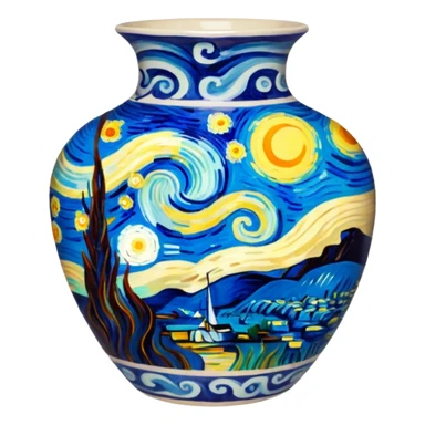 Vase with a Van Gogh painting on it sticker