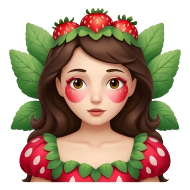 sleeping beauty brunette white girl with a silk pillow strawberry dress with her face painted fairy strawberry sticker