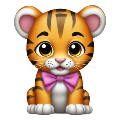 Baby tiger with a bow sticker