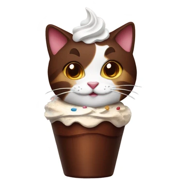 Chocolate sundae with calico cat sticker