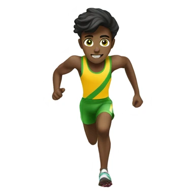 Green eye brunette teenage boy running track  sticker
