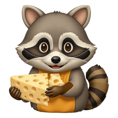 Raccoon eating cheese with smile sticker