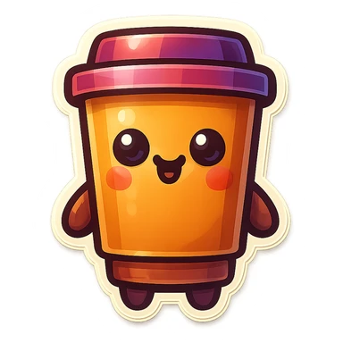 Tall coffee cup, hiding itself sticker