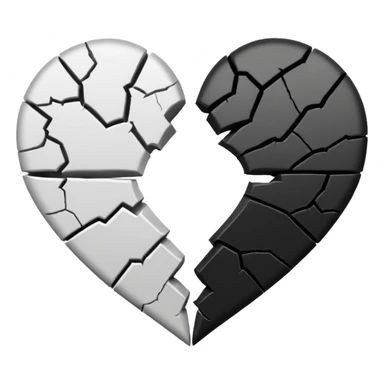 Black and white split  heart sticker