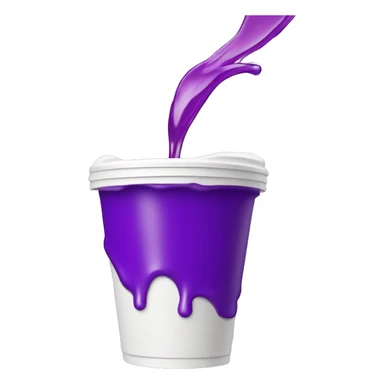 white styrofoam cup pouring out a purple liquid sticker